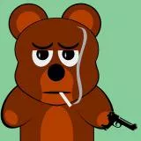 Mr Teddy with a gun